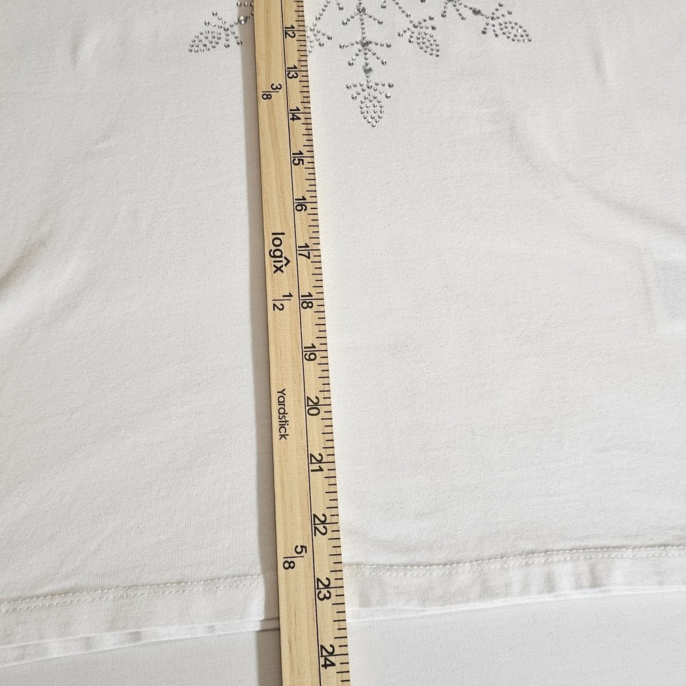 Guess Los Angeles Women's XL White Beaded Snowflake Short Sleeve T-Shirt Tee - Picture 7 of 10